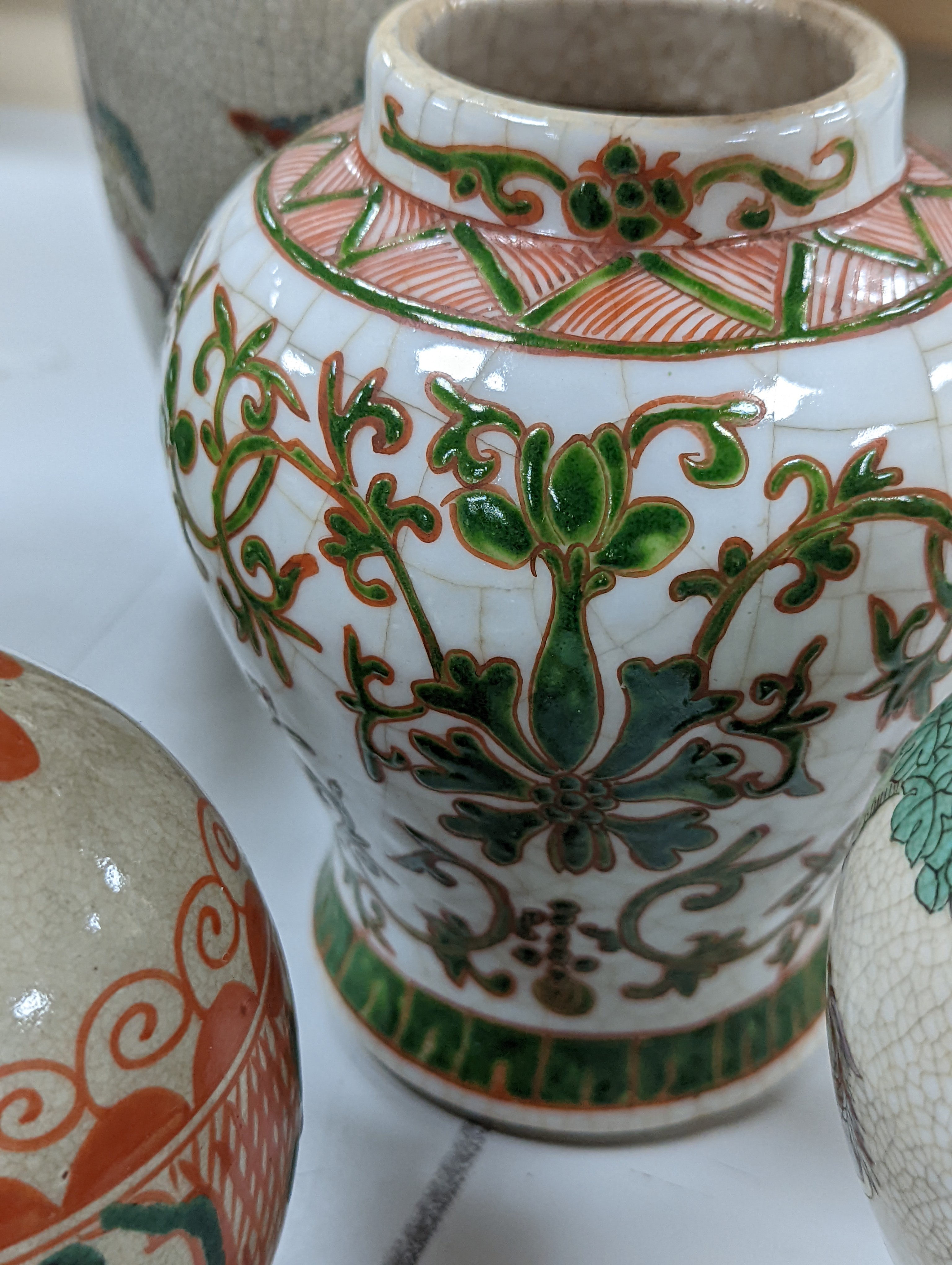 A group of 19th/20th century Chinese crackle glaze vases, tallest 30 cms high.